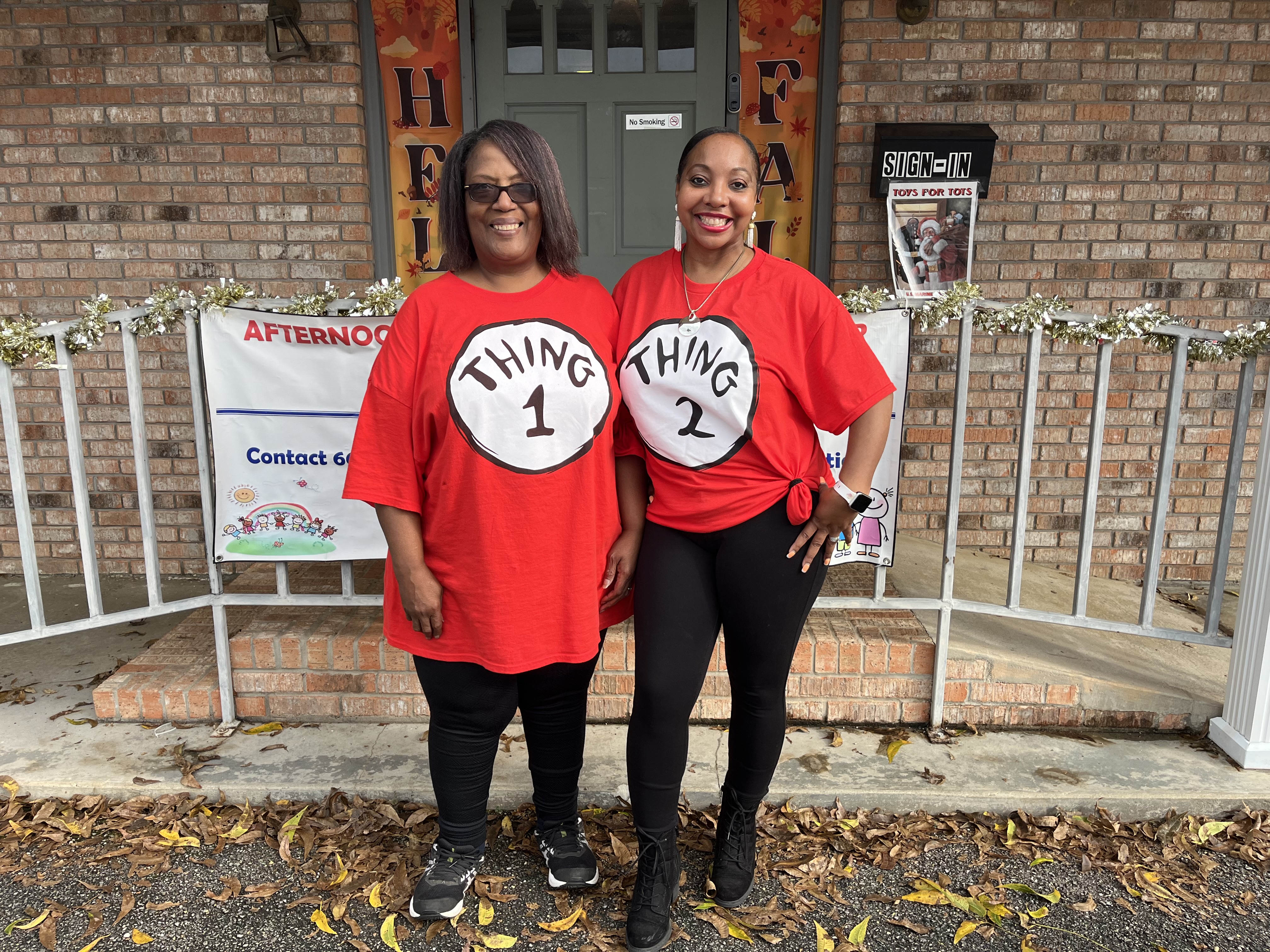 Students and staff celebrating Red Ribbon Week in costumes