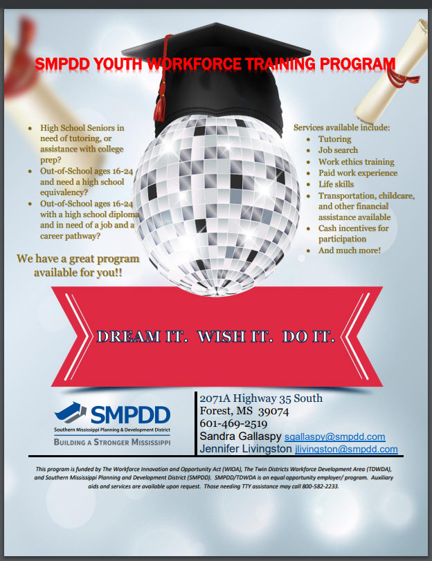SMPDD flyer for GED and youth workforce resources
